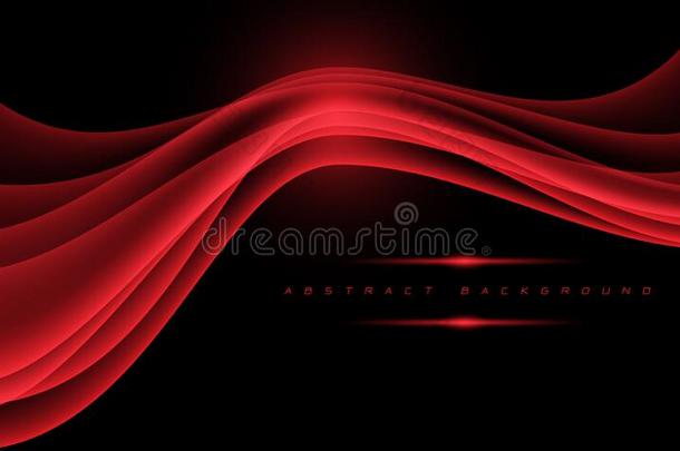抽象的红色的波浪弧线和空白的空间向黑的设计现代的