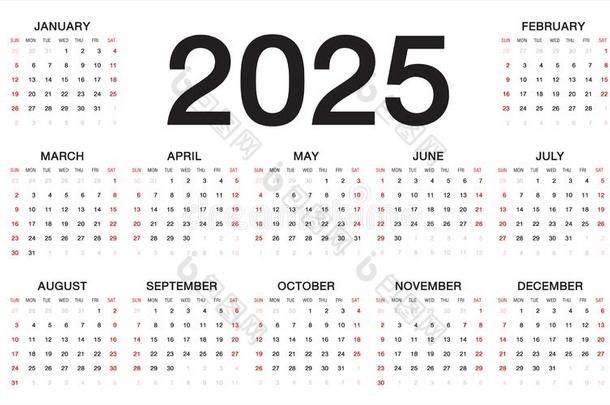 日历2025,一星期出发从星期日
