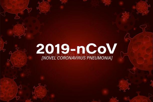 2019ncov小说日冕形病毒和肺炎采用前面关于红色的后面