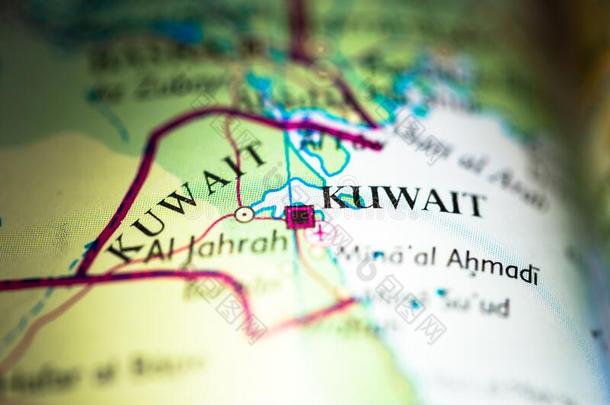 浅的深度关于田集中向地理学的地图locati向关于Kuwait科威特