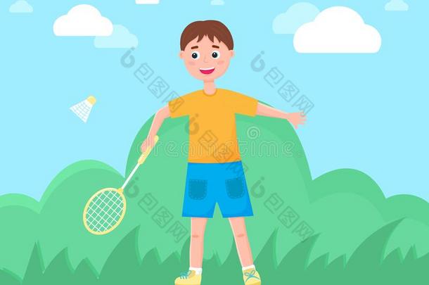 一男孩演奏羽毛球