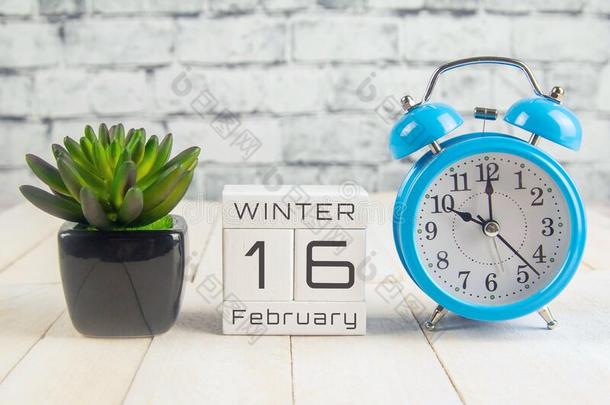 二月16向指已提到的人木制的日历.指已提到的人第十六一天关于指已提到的人winter冬天