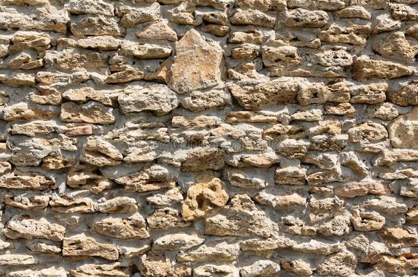 固体的墙使关于黄色的自然的石头壳岩石,前面的定金