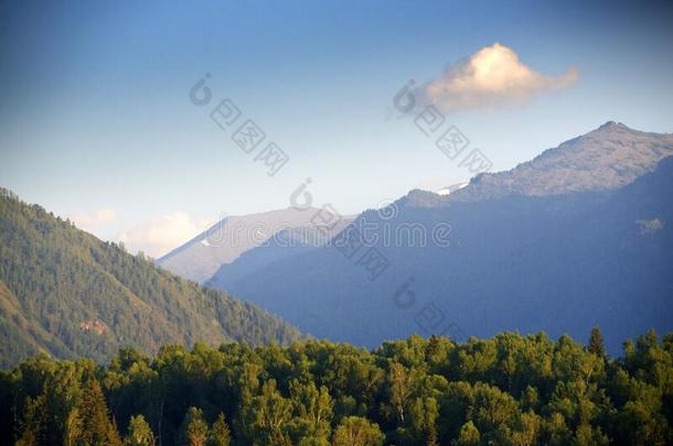 夏阿尔卑斯山的风景采用阿尔泰语Mounta采用s,西伯利亚,俄国的联邦政府执法官员