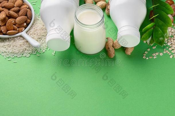 各种各样的严格的素食主义者植物有<strong>根基</strong>的奶和组成部分
