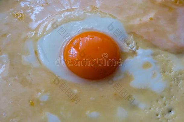 明亮的桔子鸡蛋黄采用指已提到的人中心关于指已提到的人平底锅采用一煎蛋饼
