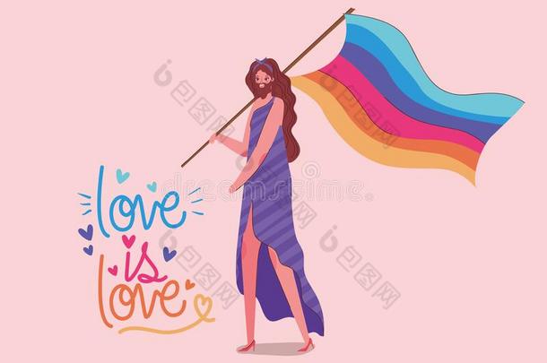 女孩和戏装Igtbi旗和爱是（be的三单形式爱矢量设计