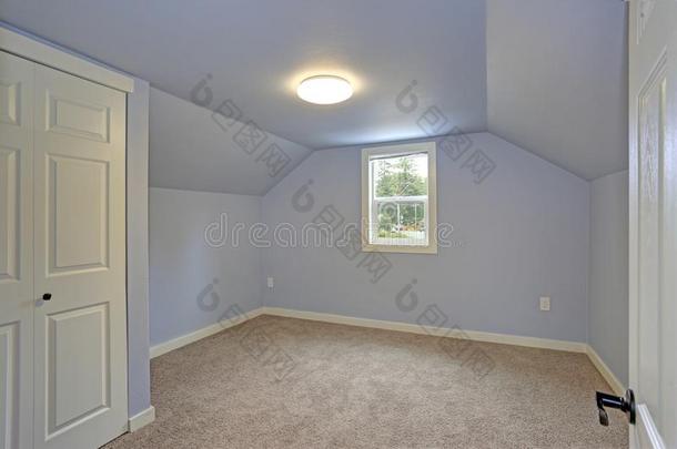 小的空的蓝色卧室带腔调的和拱状的天花板