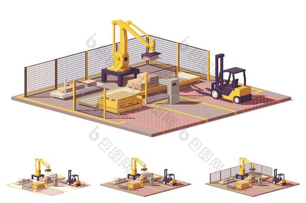 矢量低的工艺学校机器人的码垛堆积细胞