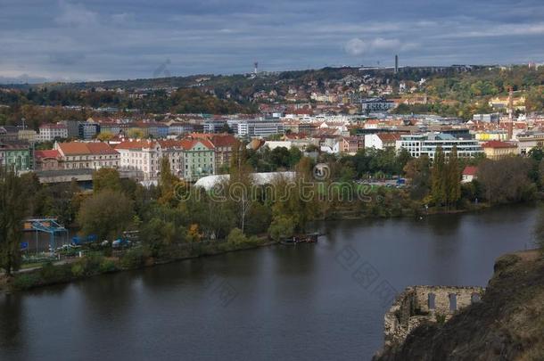布拉格,伏尔塔瓦河河,捷克人共和国-看法从维塞赫拉德