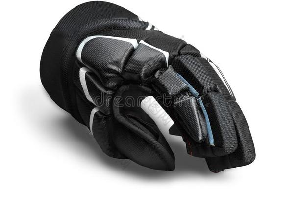 单一的黑的冰曲棍球手套,隔离的向