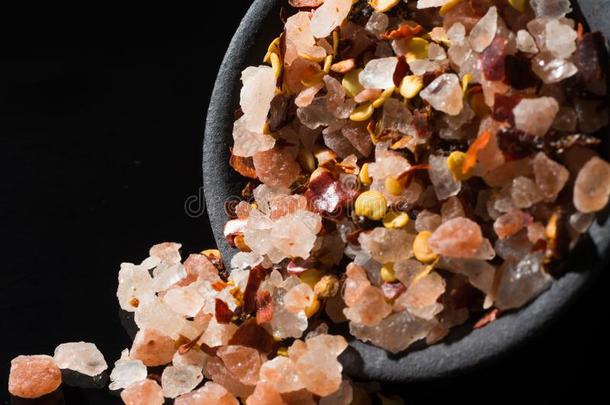 宏指令收集,粉红色的喜玛拉雅的岩石盐混合的和香料一
