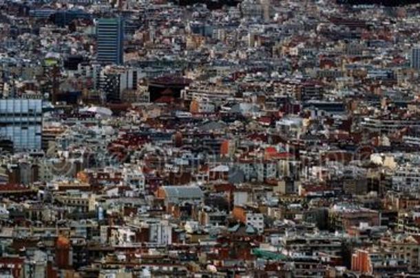 全景的空气的城市风光照片看法关于指已提到的人巴塞罗那城市风光照片斯露蒂