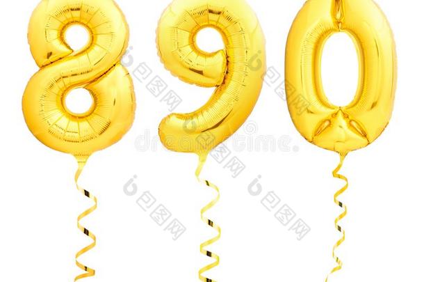 金色的算术8,9,0使关于需充气的气球和金色的英语字母表的第18个字母