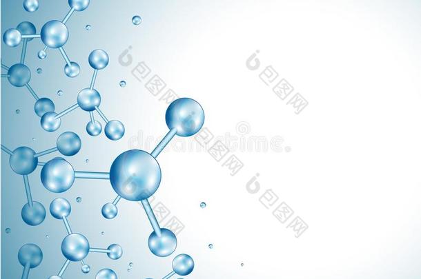 抽象的分子设计.原子.分子的结构和蓝色