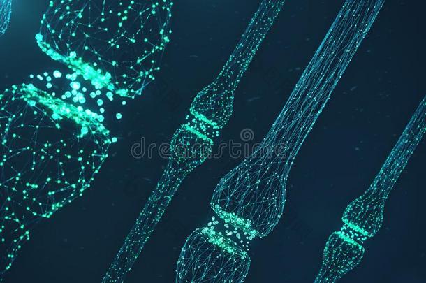 蓝色灼热的突触.人造的神经元采用观念关于人造的