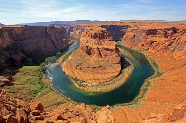 马蹄铁弯曲蜿蜒而流关于美国科罗拉多州河,峡谷峡谷,亚利桑那州