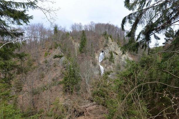 风景和指已提到的人腿马瀑布在洞穴,罗马尼亚