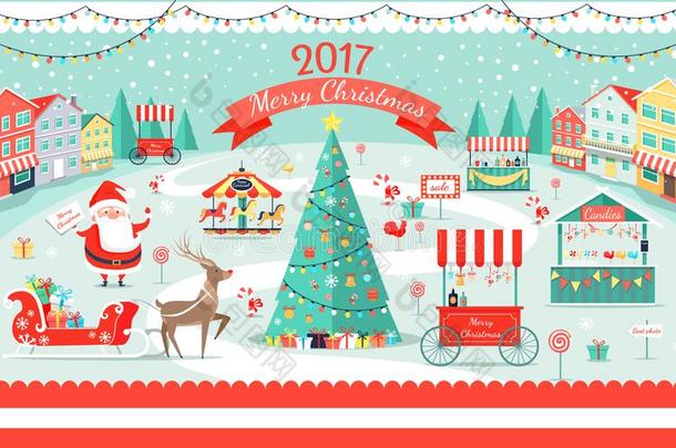 愉快的圣诞节2017大的节日的公平的商品推销海报