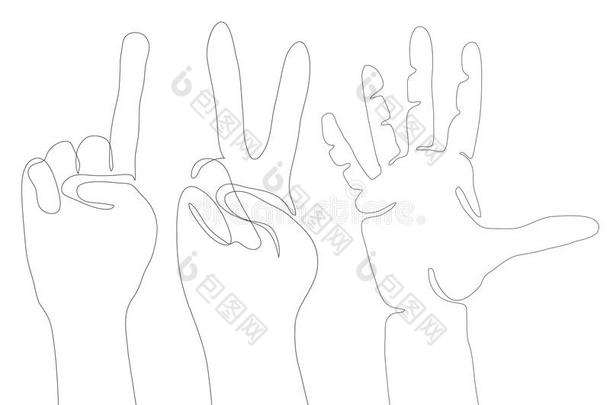 手势关于手从连续的线条.指已提到的人手势关于和平,采用