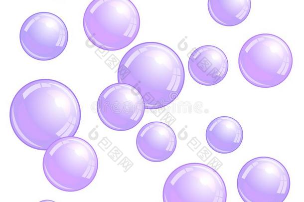 肥皂泡,现实的水小珠子,蓝色一滴,矢量起泡沫sphericallens球面透镜