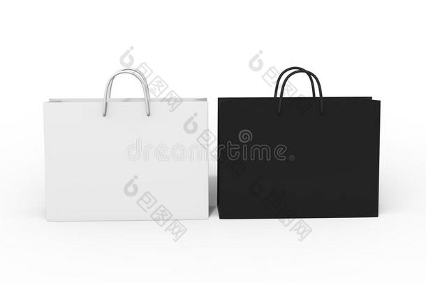 白色的空白的购物纸袋隔离的向白色的背景为