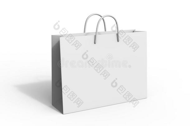 白色的空白的购物纸袋隔离的向白色的背景为