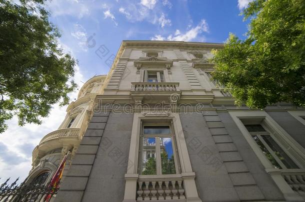马德里,西班牙-七月21,2018:房屋demand需要美洲建筑物,<strong>邪教</strong>
