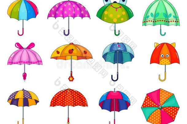小孩雨伞矢量幼稚的雨伞-合适的下雨的保护英语字母表的第15个字母
