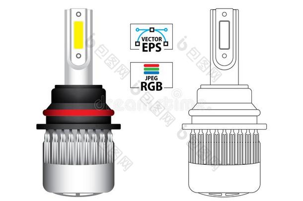 汽车带路的前灯球茎矢量说明
