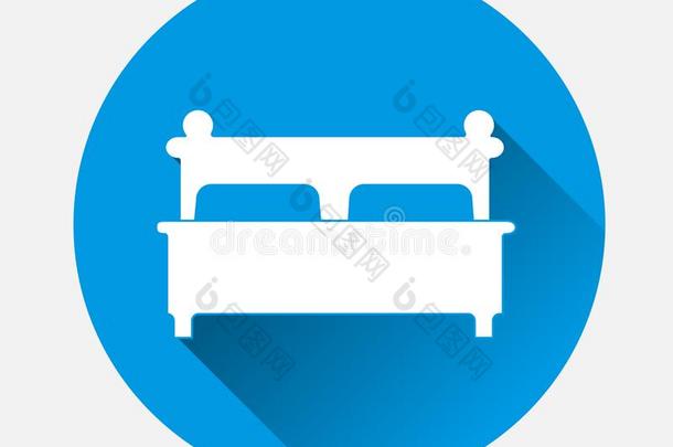 矢量影像关于指已提到的人床.床偶像向蓝色背景.平的影像