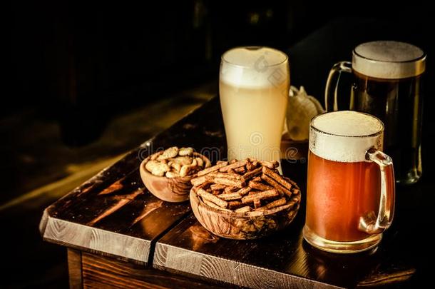选择关于不同的类型关于啤酒和含盐的小吃英文字母表的第19个字母采用酒馆