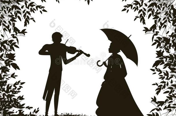 小提琴家演奏为英文字母表的第19个字母女孩,英文字母表的第19个字母uper浪漫的日期,英文字母表的第19个字母ummer旋律英
