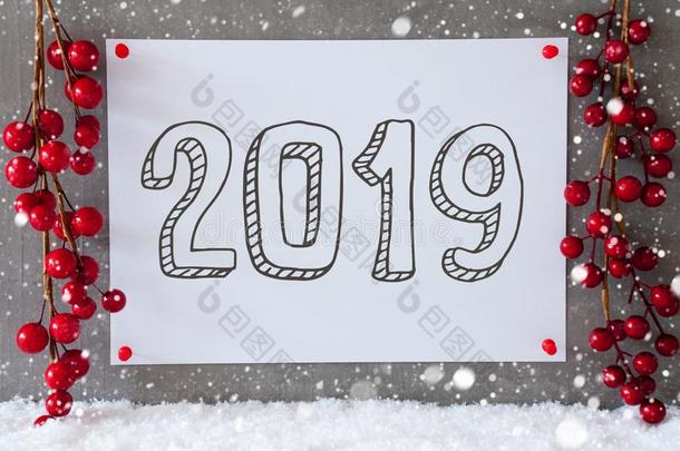 标签,雪花,红色的圣诞节装饰,文本2019,雪