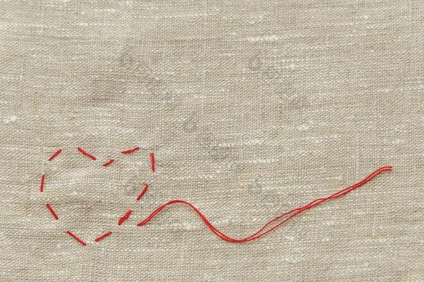 缝纫线和为编结物,一红色的绳子采用指已提到的人为m关于一我