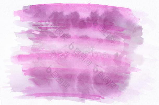 粉红色的和紫色的玷污的水平的水彩梯度h和绘画