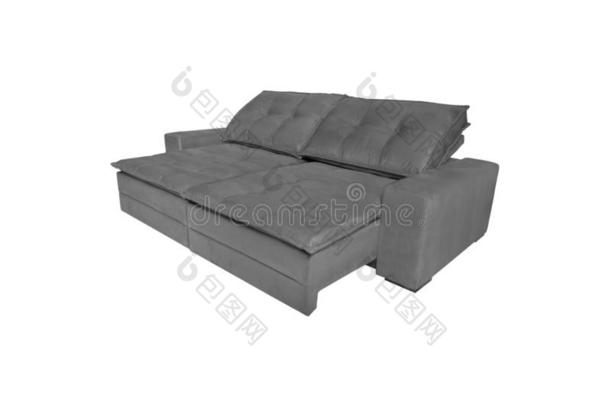 现代的灰色的绒面革长沙发椅沙发隔离的