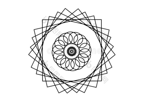 黑的矢量曼荼罗向白色的背景.几何学的抽象的decrease减少