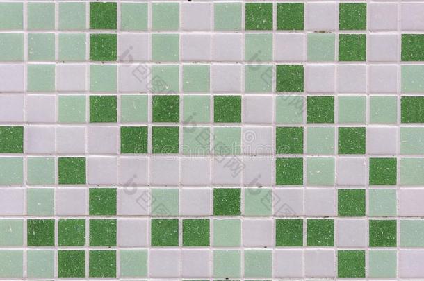 抽象的正方形像素马赛克墙背景和质地.绿色的