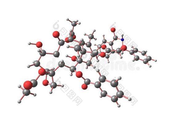 紫杉醇分子的结构隔离的向白色的