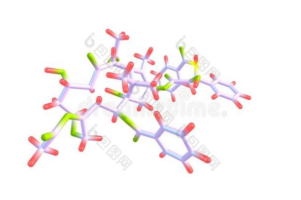 紫杉醇分子的结构隔离的向白色的