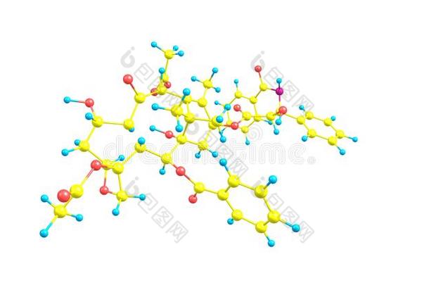 紫杉醇分子的结构隔离的向白色的