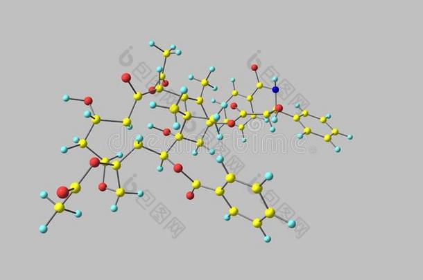 紫杉醇分子的结构隔离的向灰色的