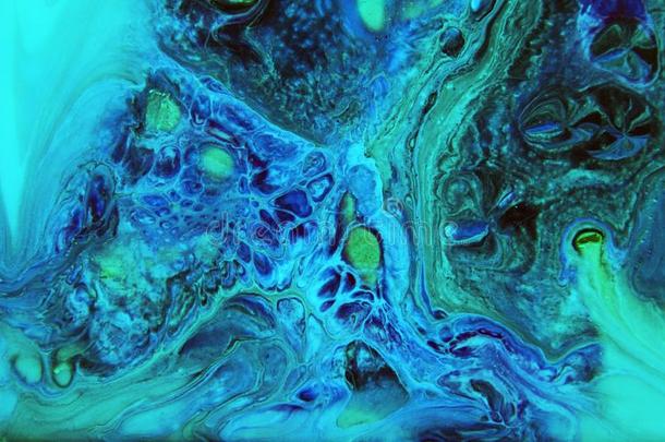 抽象的深的蓝色和绿色的大理石质地,丙烯酸树脂艺术