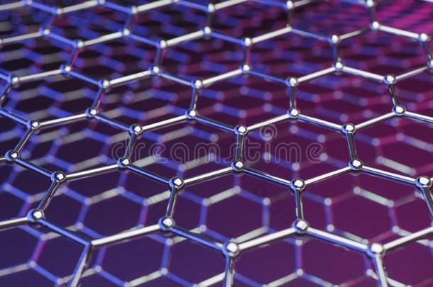 石墨的单原子层分子的纳米技术<strong>科技</strong>结构向一紫色的-粉<strong>红色</strong>的b一