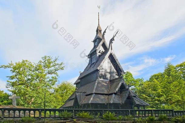 Fantoft狭板教堂采用卑尔根,挪威