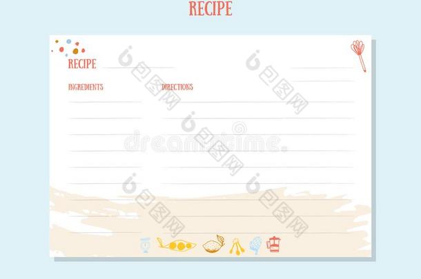 现代的食谱卡片样板放置为食谱.菜单创造者vectograp矢量图