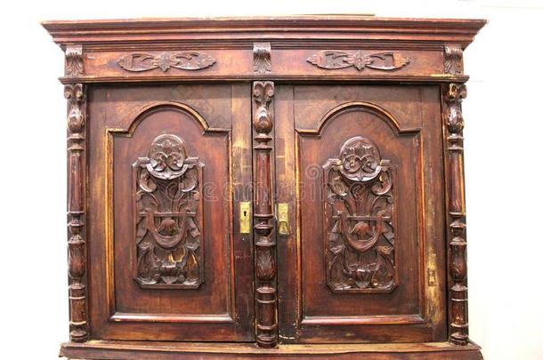 棕色的,木材,古老的,橱柜为餐具.中间的-19Thailand泰国百年.