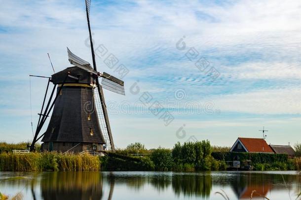 风车农场河风景荷兰人的风车农场地点风车