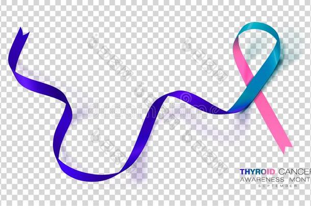 甲状腺癌症察觉月.水鸭和粉红色的和蓝色颜色肋骨